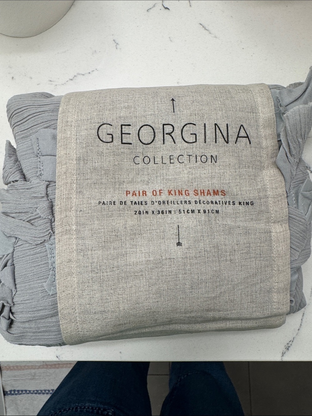 Anthropologie Georgina Collection pair of king shams - light gray